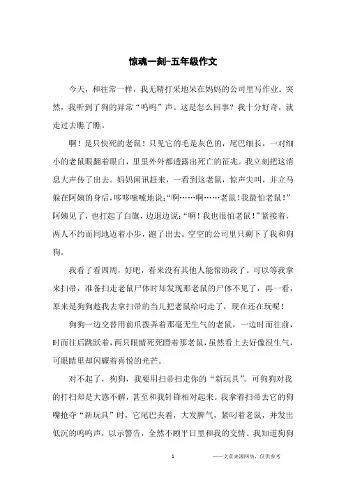 惊魂一刻-五年级作文