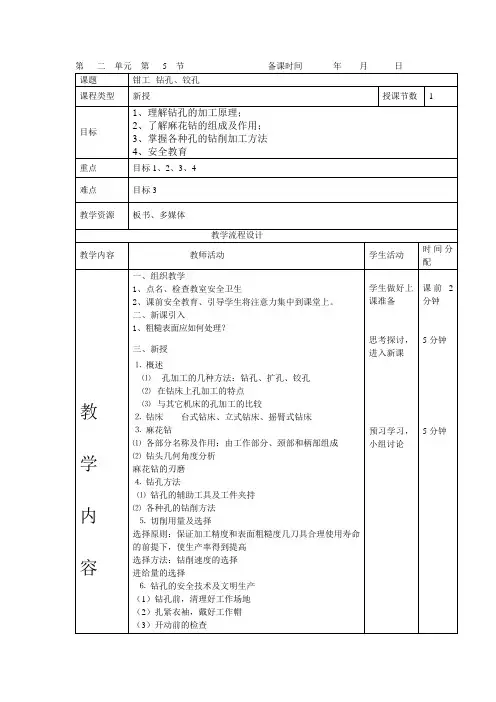 备课5 钳工-钻孔、铰孔