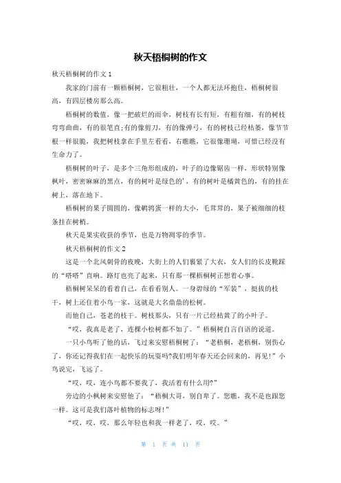 秋天梧桐树的作文