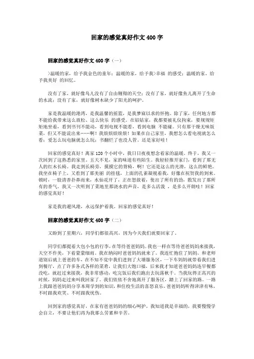 回家的感觉真好作文400字