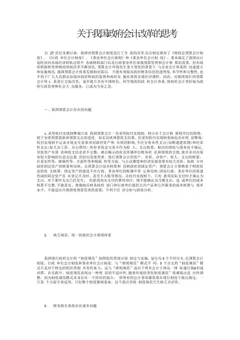 关于我国政府会计改革的思考