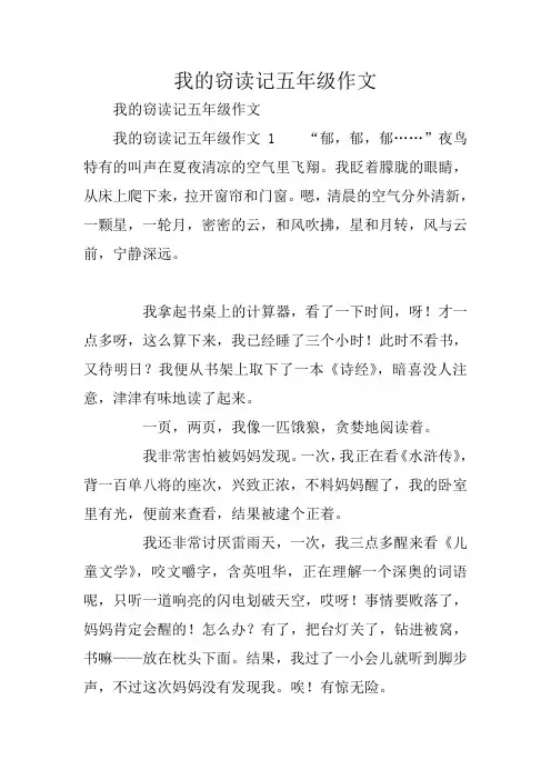 我的窃读记五年级作文