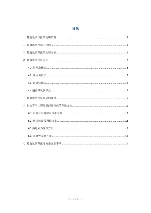 隧道超前地质预报作业指导书