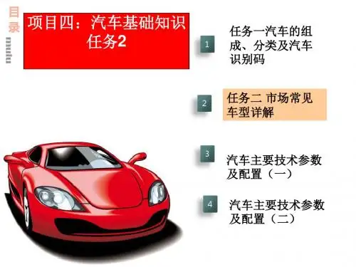 汽车营销一体化教程项目四任务2市场常见车型详解