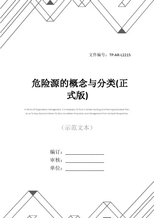 危险源的概念与分类(正式版)