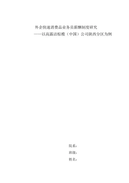 外企快速消费品业务员薪酬制度研究