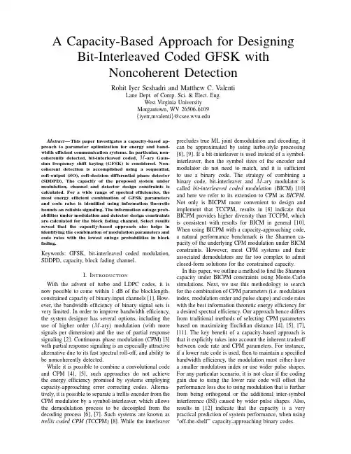 A Capacity-Based Approach for Designing Bit-Interleaved Coded GFSK with