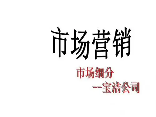 宝洁公司市场细分案例分析