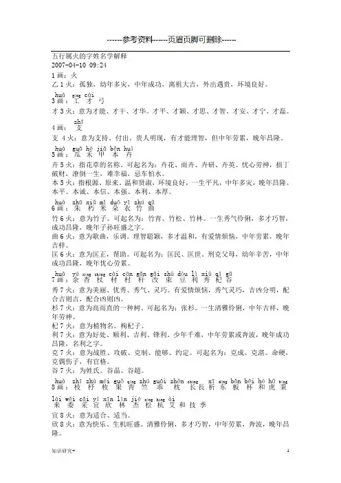 五行属火的字姓名学解释(精制内容)
