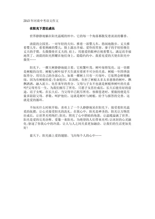 河南中考语文作文