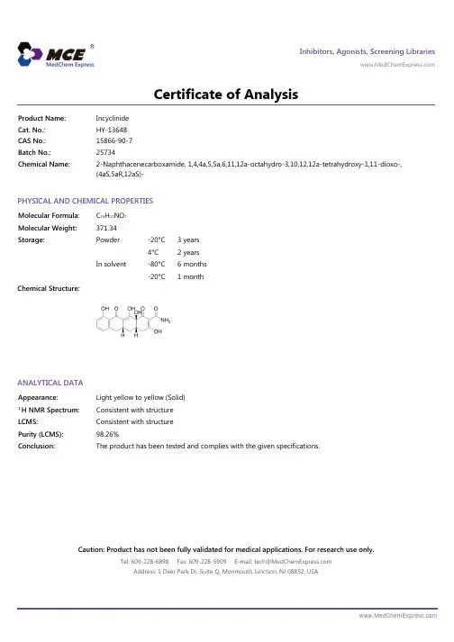 Incyclinide_COA_25734_MedChemExpress