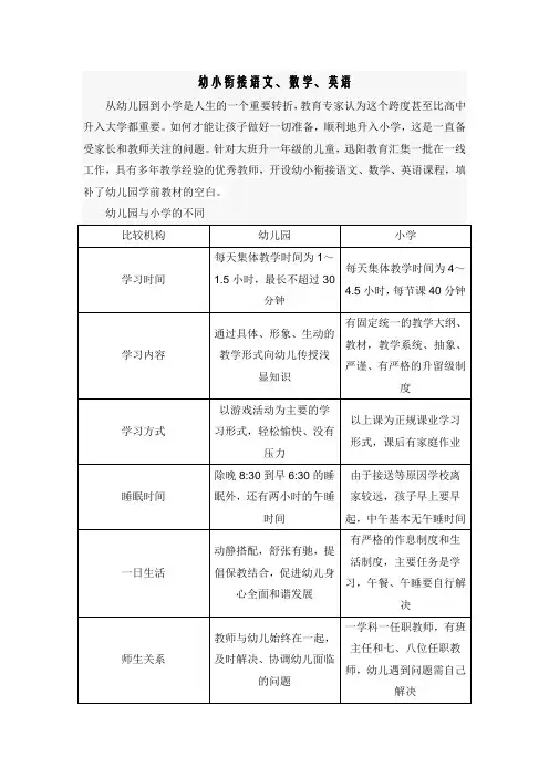 幼小衔接数学