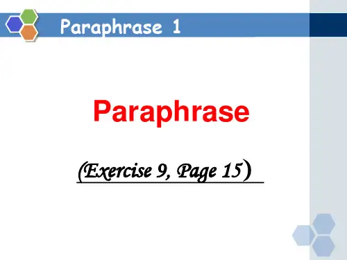 Paraphrase Unit1