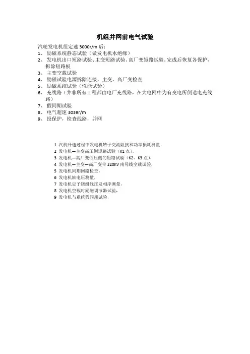 机组并网前电气试验