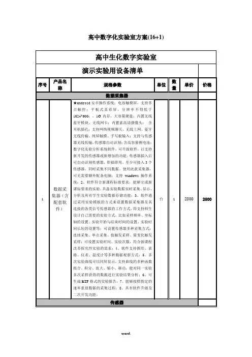 高中生化数字化实验室方案 30W预算(精选.)