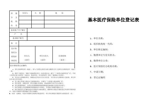 基本医疗保险单位登记表》