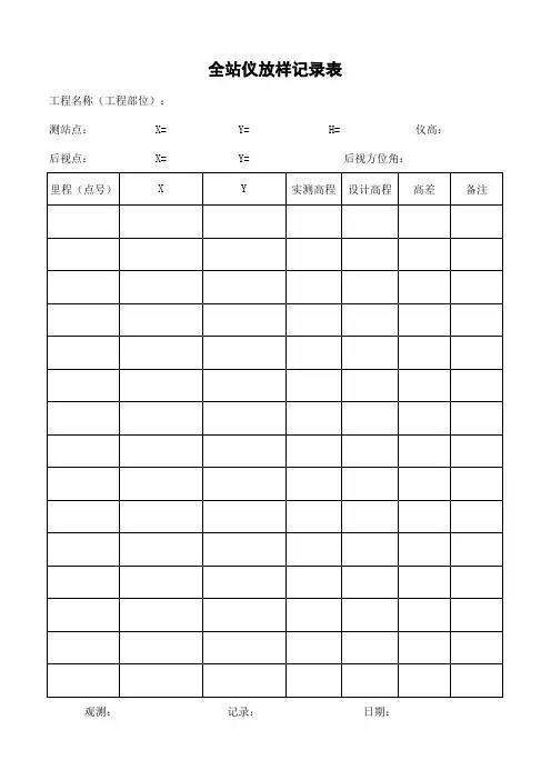 全站仪放样记录表