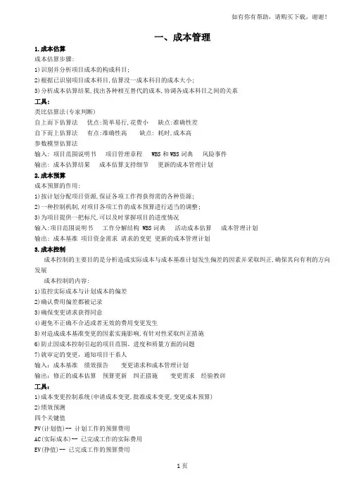 项目管理九大知识模块要点