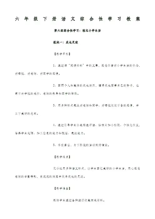 六年级下册语文综合性学习教案