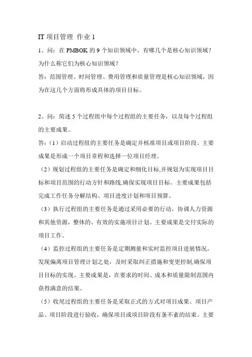 IT项目管理作业1
