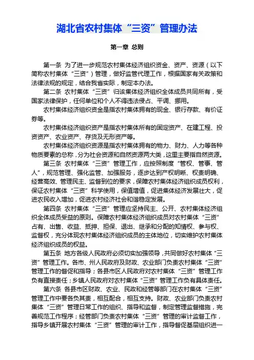 湖北省农村集体“三资”管理办法