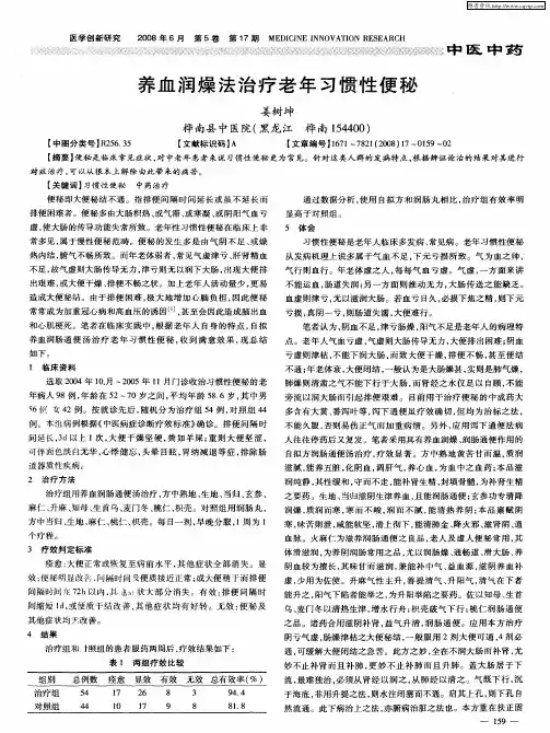 养血润燥法治疗老年习惯性便秘