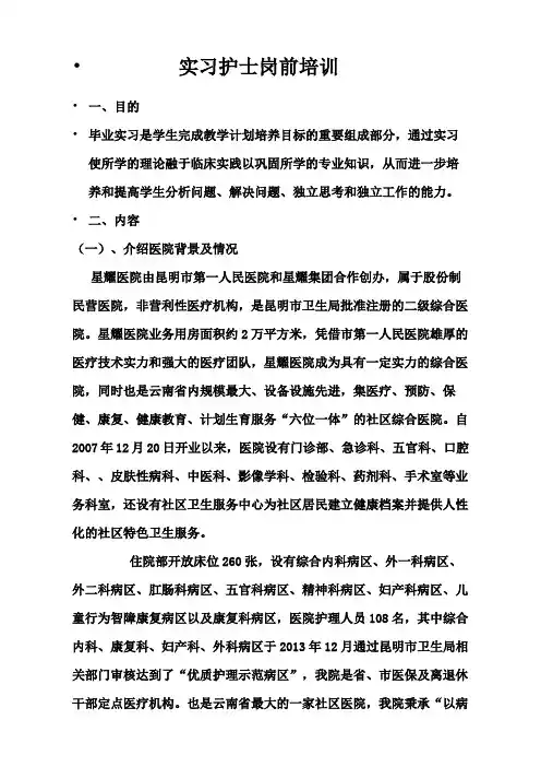 实习护士岗前培训