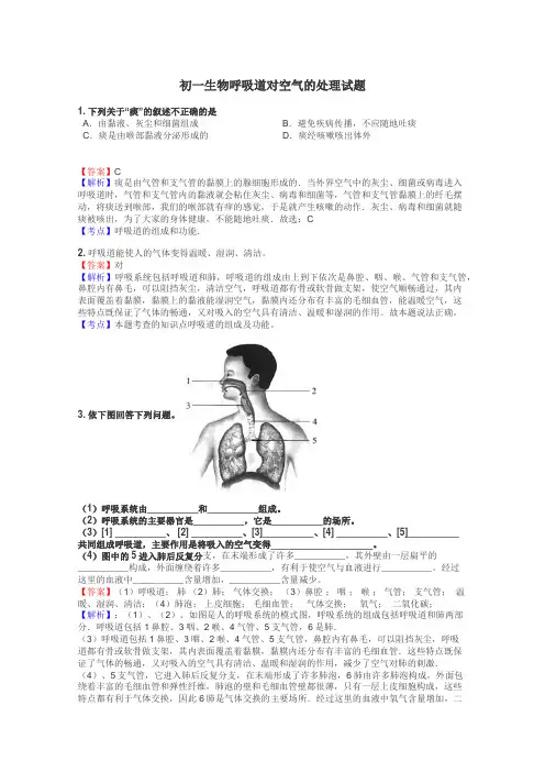 初一生物呼吸道对空气的处理试题
