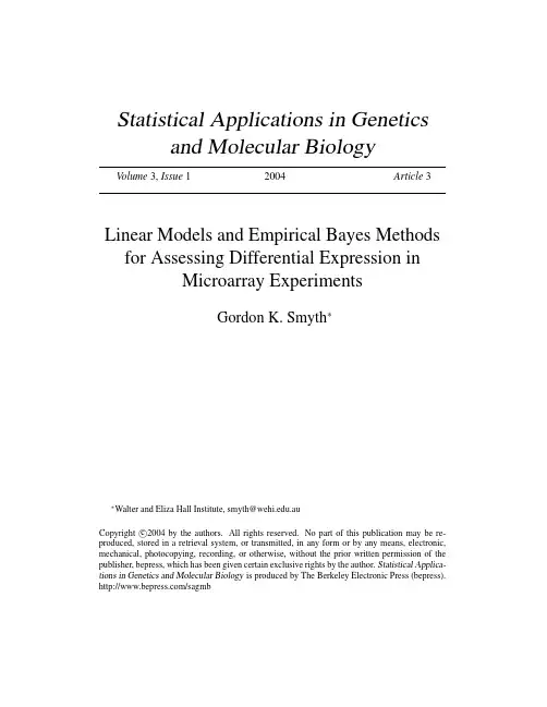 Linear Models and Empirical Bayes Methods for Assessing Differential Expression in Microarray Experi