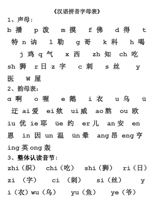 汉语拼音字母表