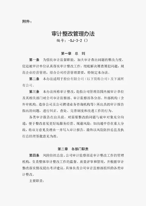 XX公司审计整改管理办法(试行)