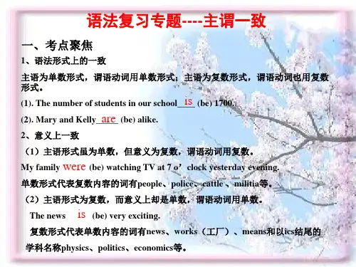 中考英语主谓一致PPT课件