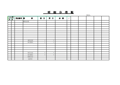 账本样本(含现金日记账、银行日记账、总账、明细账和分类明细账)