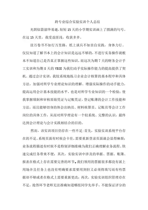跨专业综合实验实训个人总结