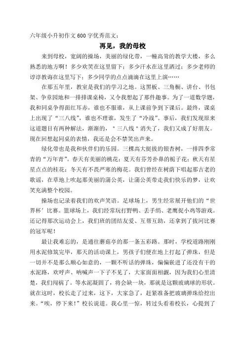 小升初作文范文汇总