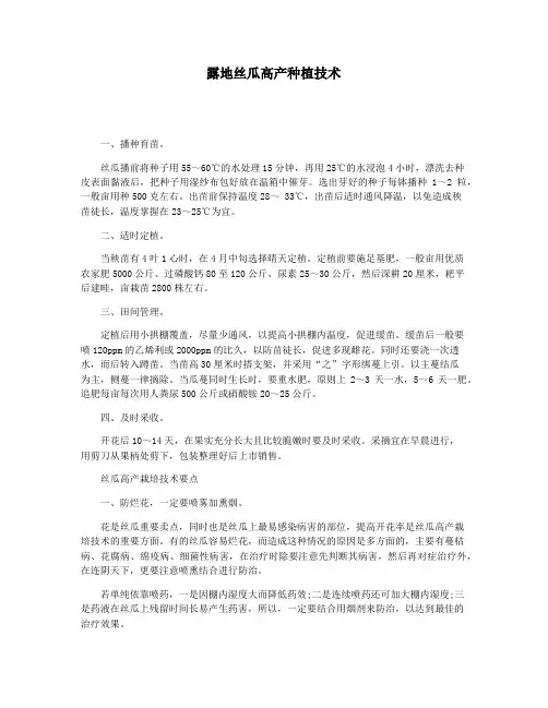 露地丝瓜高产种植技术