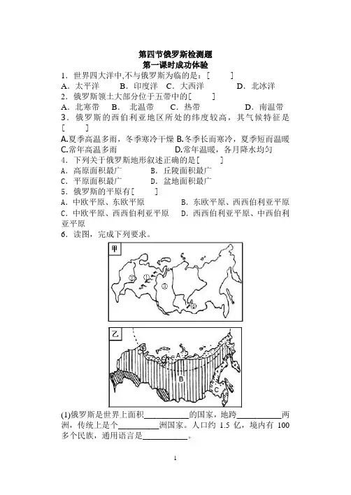 第四节俄罗斯检测题