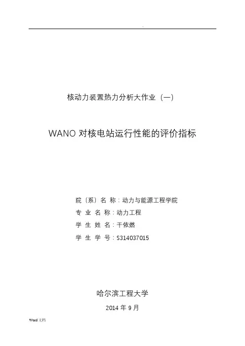 WANO对核电站运行性能的评价指标