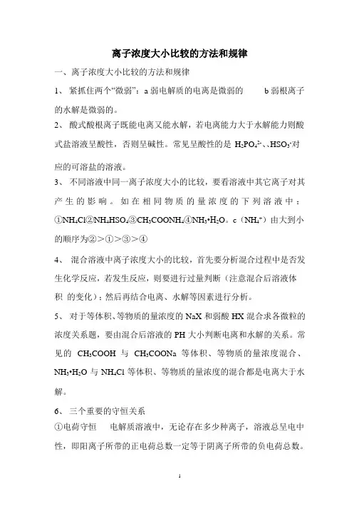 离子浓度大小的比较方法及规律.pptx