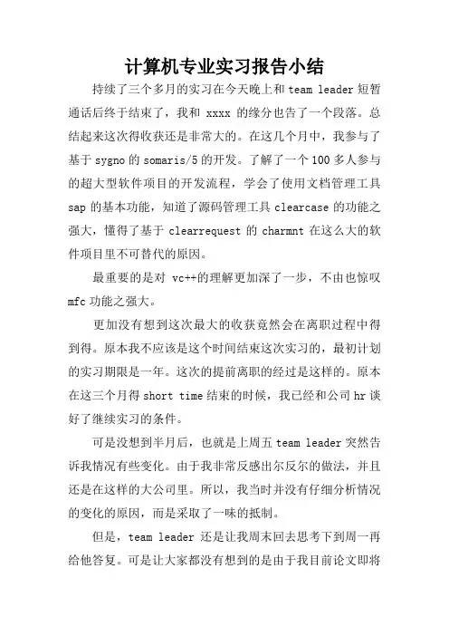 计算机专业实习报告小结