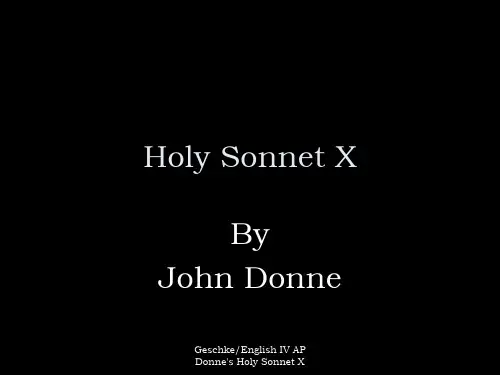 Holy Sonnet X