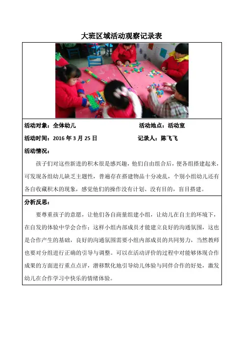 大班区域活动观察3月份2