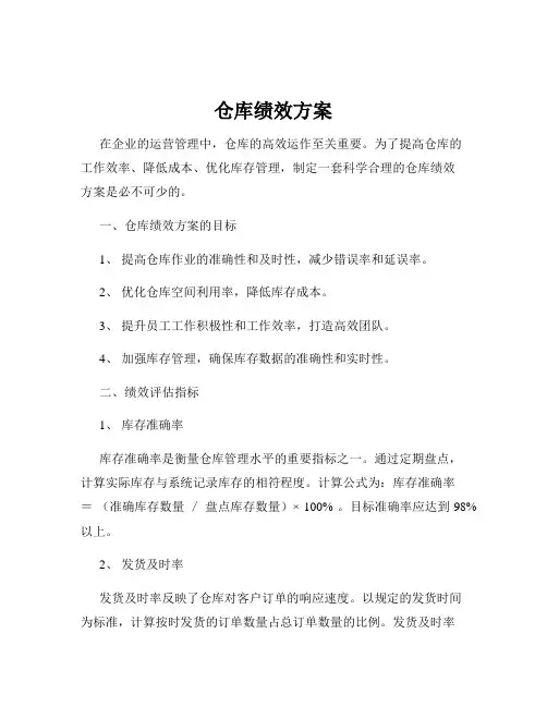 仓库绩效方案