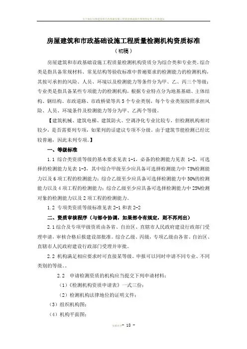 房屋建筑和市政基础设施工程质量检测机构资质标准 - 副本