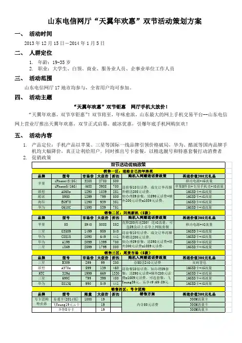 山东电信网厅“天翼年欢惠”双节活动策划方案