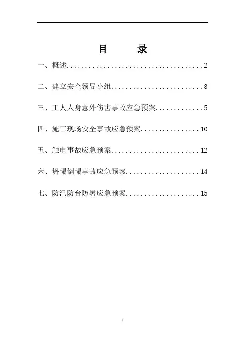 处置意外事故的应急方案