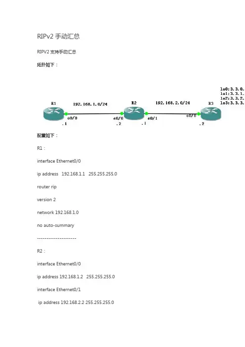 RIPv2手动汇总
