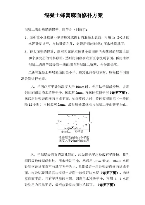 混凝土蜂窝麻面修补方案 2