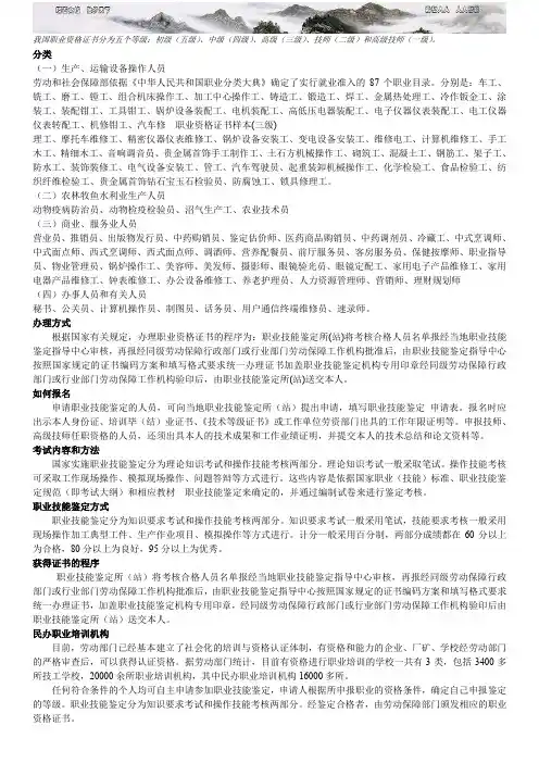 职业资格证书 
