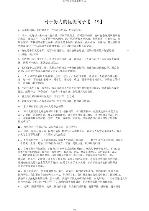 关于努力的优美句子19